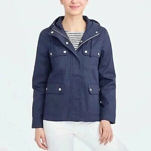 J. Crew Factory  Size S Hooded Twill Jacket in Navy Blue 